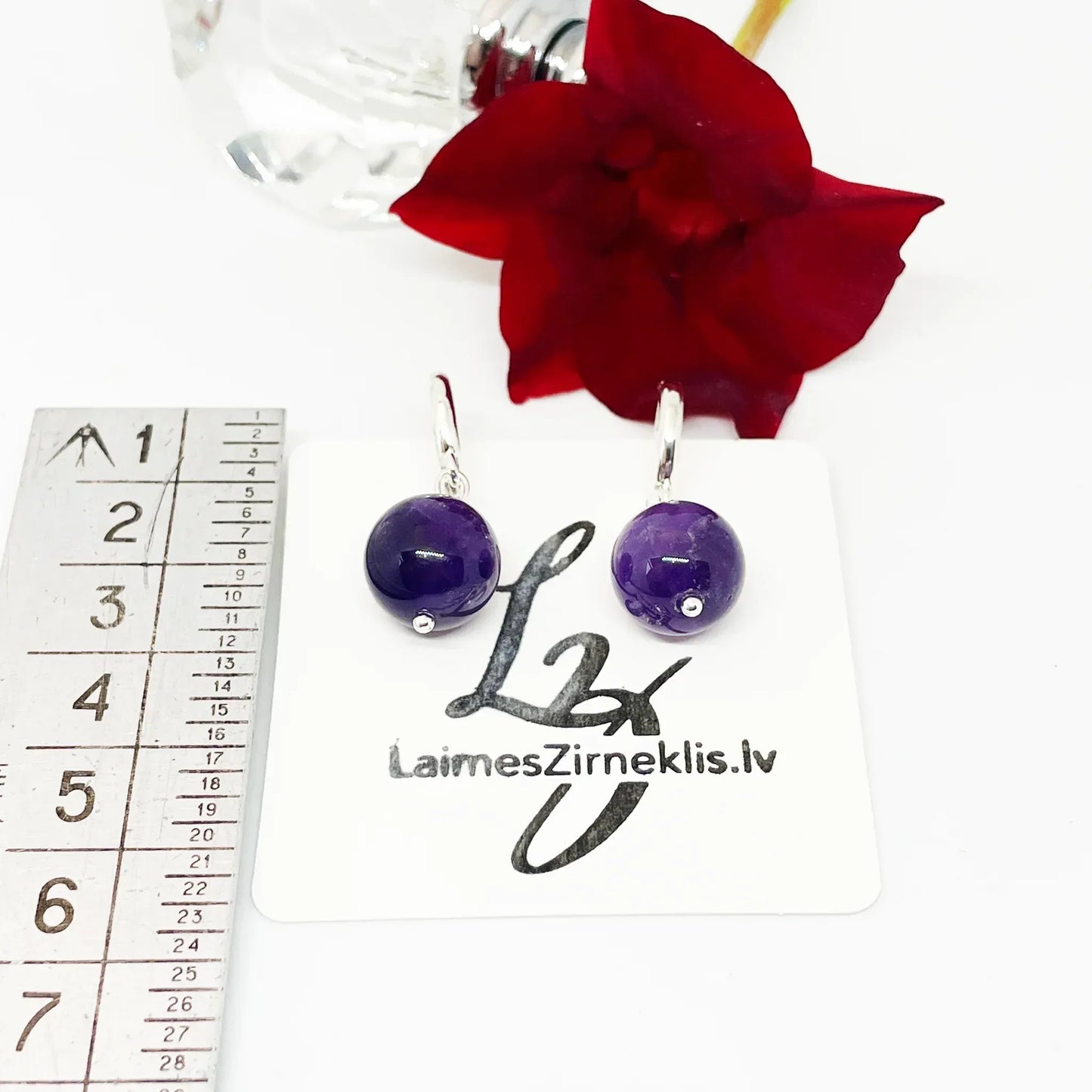 Lillā Ametista Auskari Auskari Laimes Zirneklis