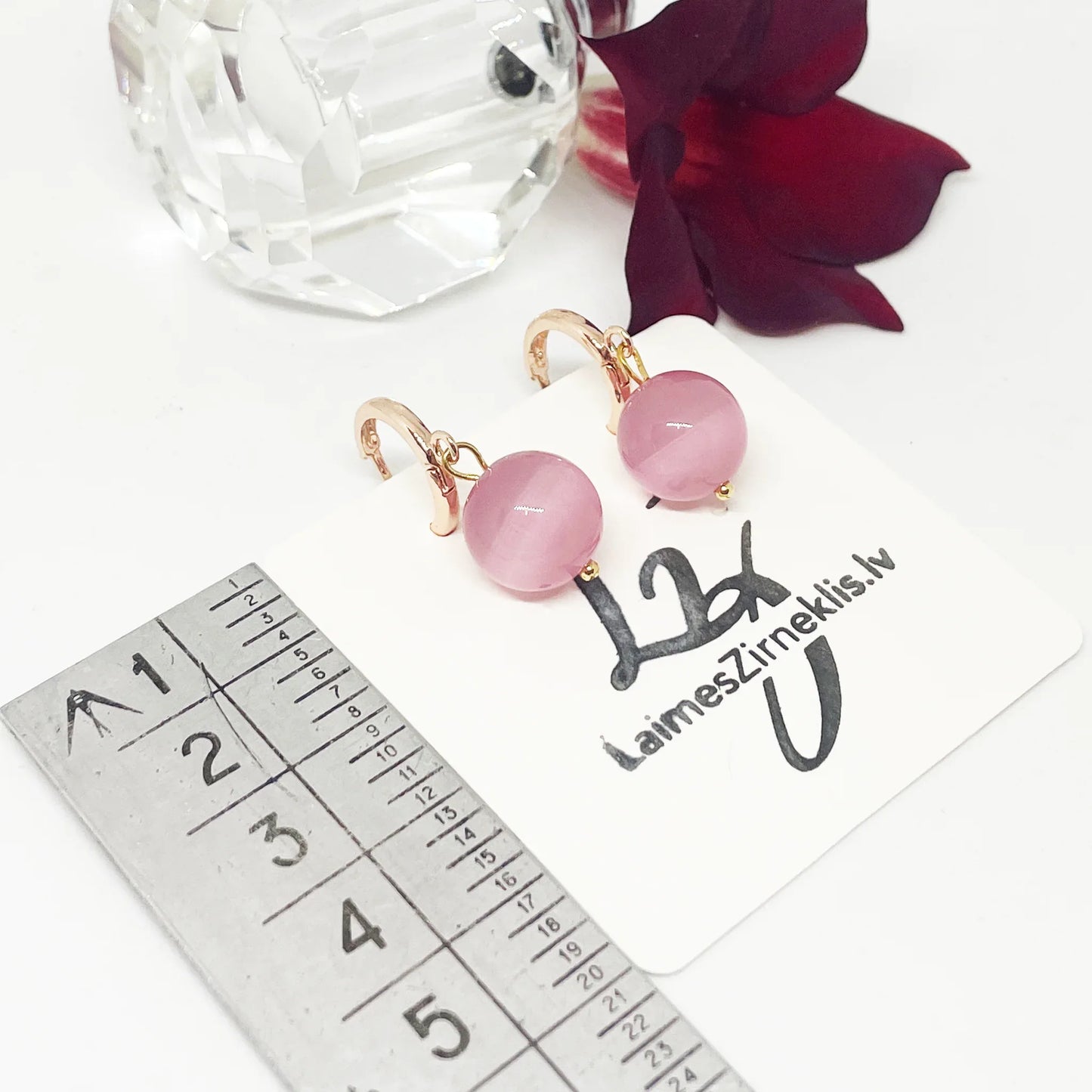 Rozā Kaķacs Auskari Auskari Laimes Zirneklis