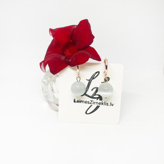 White Cat Eye Earrings