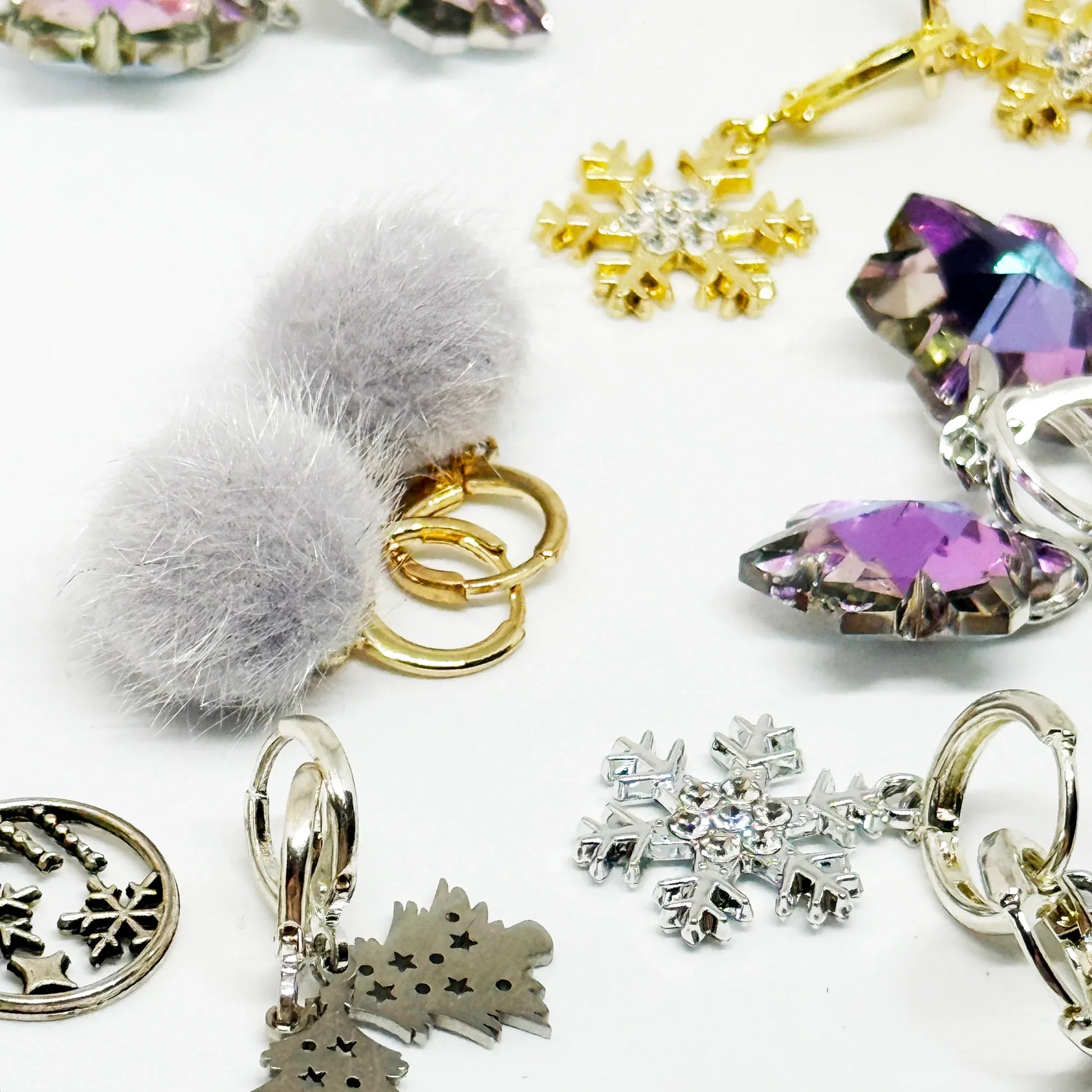 Auskari - Zelta Sniegpārsliņas Auskari Laimes Zirneklis